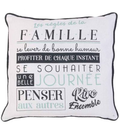 Coussin 40x40cm EN FAMILLE Noir/Blanc Profitez de chaque instant