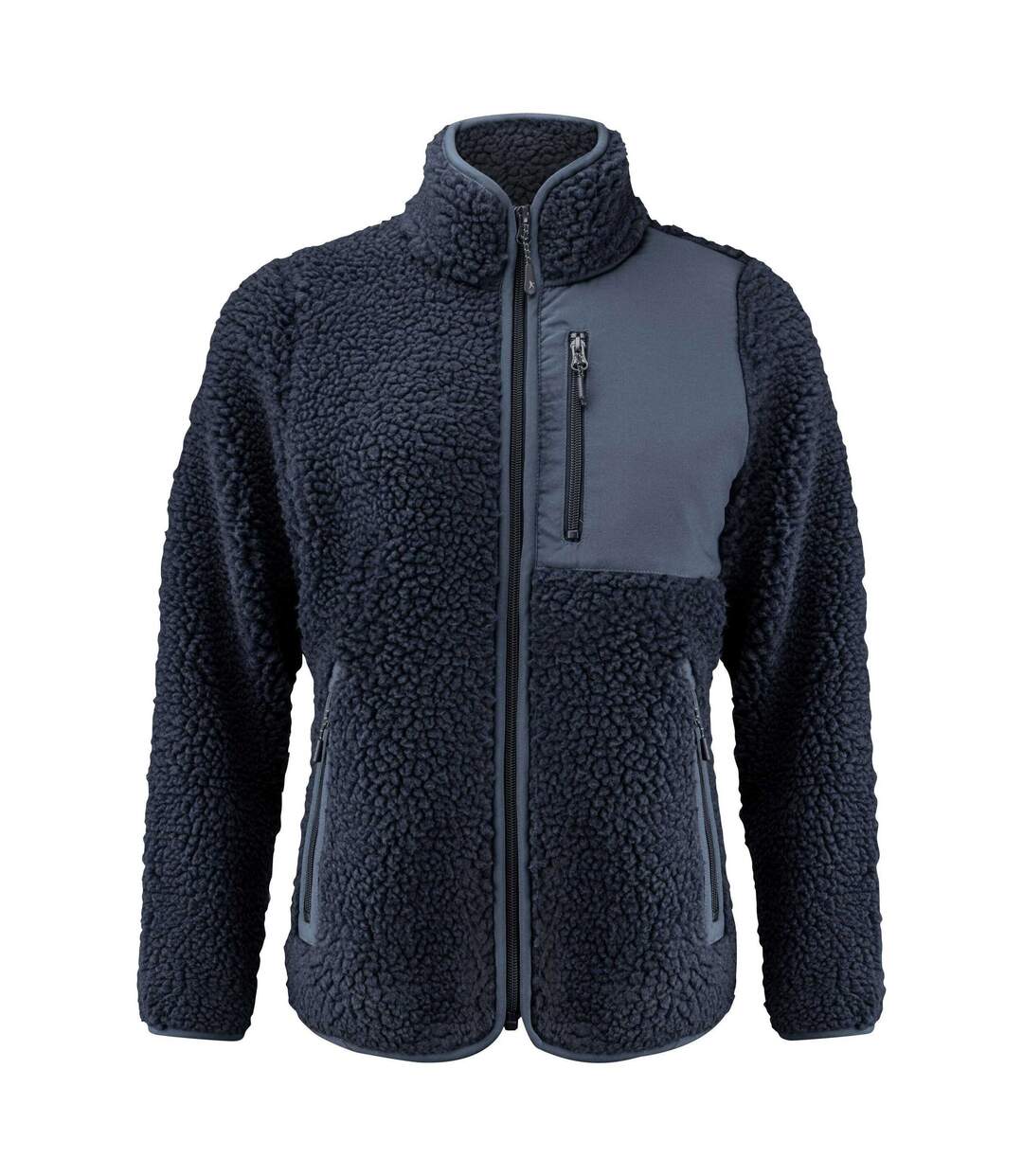Womens/ladies Kingsley Sherpa Fleece Jacket Navy James Harvest-1