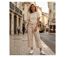 AXXANO AE1271B - Pantacourt femme à rayures beige et blanc en pur coton-5