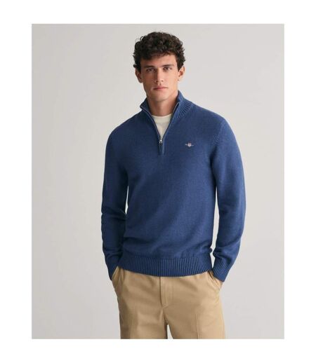 Mens Micro Textured Half Zip Sweatshirt Marine Gant