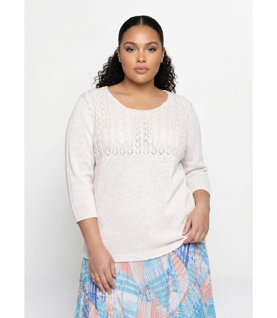 Pull manches 3/4 ajouré-1