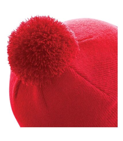 Bonnet avec pompon adulte unisexe rouge Beechfield