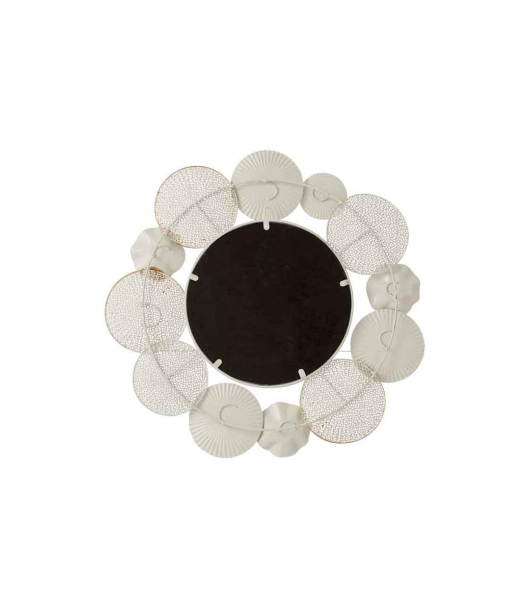 Miroir Mural Déco Cercles Ronds 67cm Blanc & Or-2