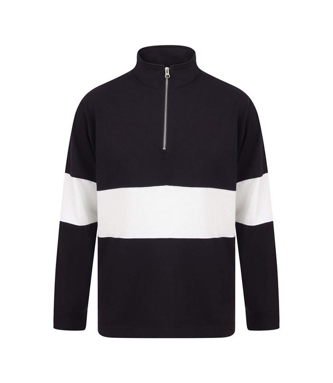Unisex Adult Panelled Quarter Zip Jumper Navy White Front Row-1