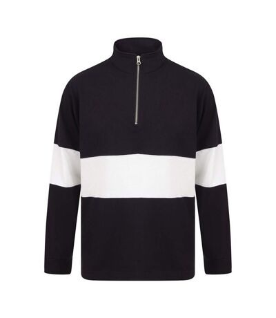 Unisex Adult Panelled Quarter Zip Jumper Navy White Front Row