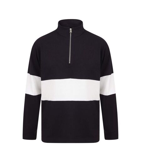 Unisex Adult Panelled Quarter Zip Jumper Navy White Front Row