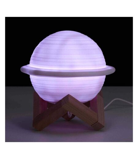 Lampe ronde avec support en bois Saturne