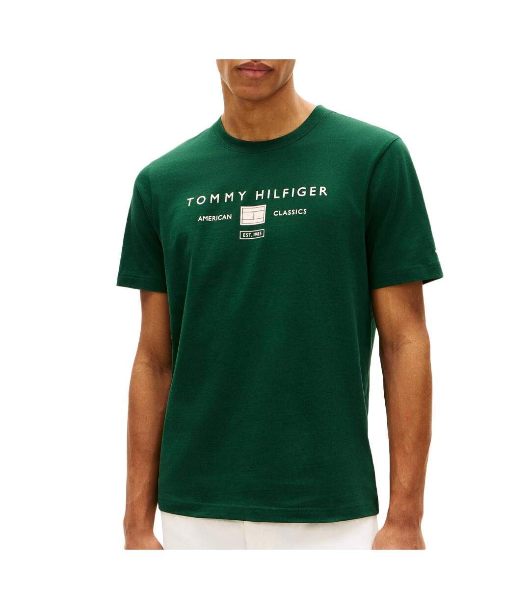 T-Shirt vert homme tommy hilfiger brand-1