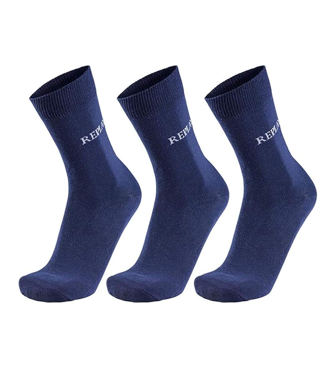 Chaussettes Motif/style Logo Adulte Bleu Foncé Gris Replay-4