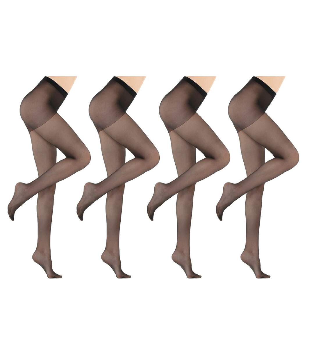 Collant Femme Confort et Résistance DIAMANTINO Pack de 4 Collants Voile Noir Resistant-1