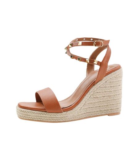 Sandales À Talons Compensés Texas Femme Brun Clair Where´s That From