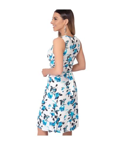 Krisp Womens/Ladies Rose Print Knot Front Dress (Turquoise) - UTKP159