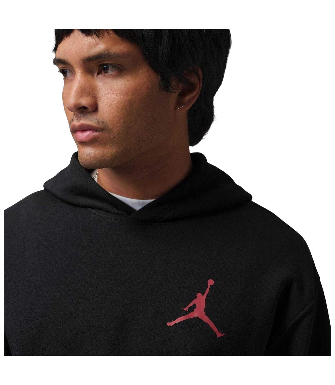 Mens Air Jordan Fleece Hoodie Black Red Nike-3