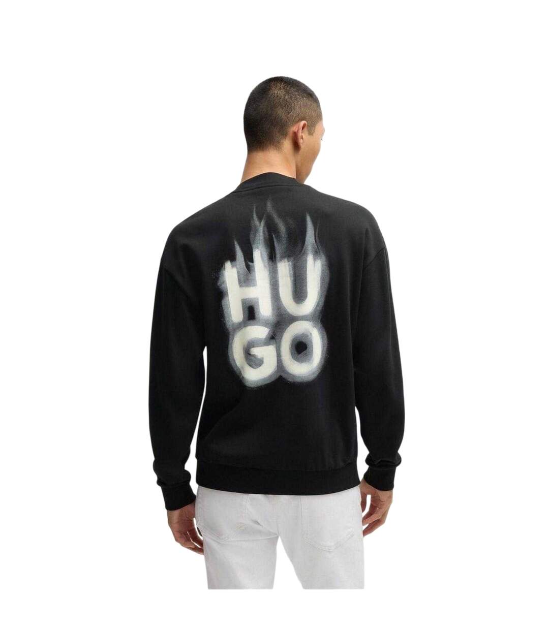 Sweat Motif/style Flammes Homme Noir Hugo-3