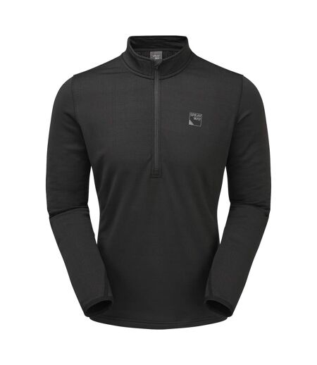 Mens Long Sleeve Fleece Half Zip Top with Thumb Loops for Hiking Outdoors