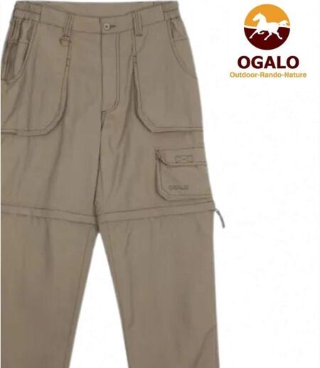 OGALO TANGER — Pantalon de randonnée marron : le 2-en-1 ultra-résistant