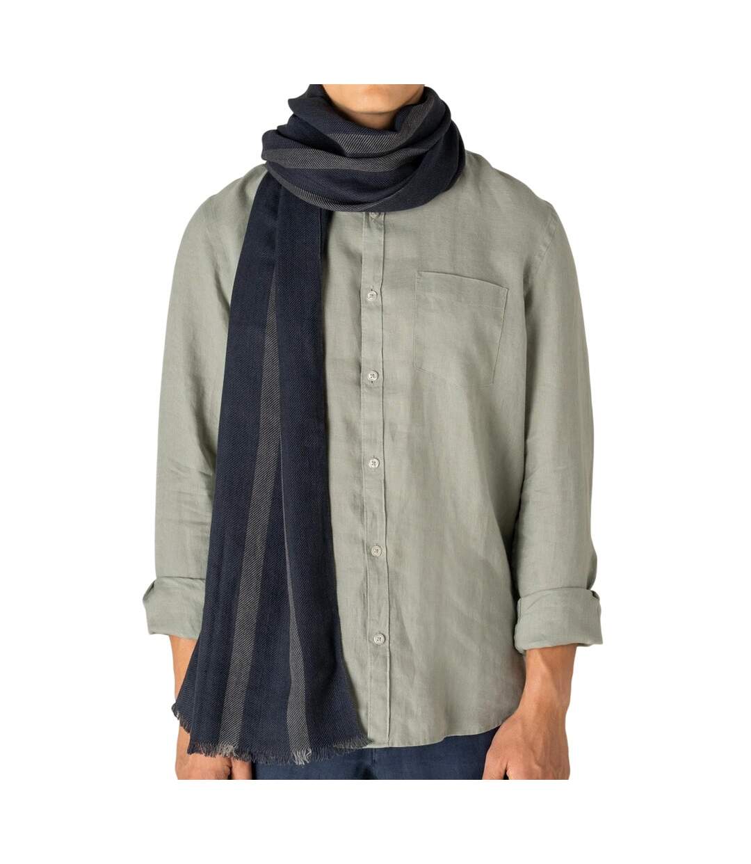 Unisex Adult Striped Twill Scarf One Size Marine Spasso-1