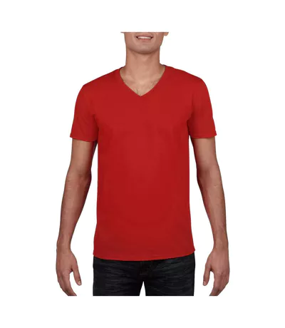 T-shirt À Manches Courtes Et Col En V Homme Rouge Gildan