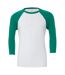 Canvas T-shirt De Baseball À Manches 3/4 Homme Blanc Vert Bella + Canvas-1