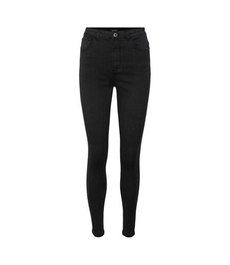 Womens/ladies Denim High Rise Slim Jeans Black Vero Moda