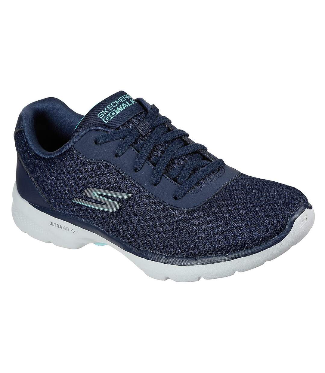 Skechers Womens/Ladies GOwalk 6 Iconic Vision Quilted Shoes (Navy/Turquoise) - UTFS8323