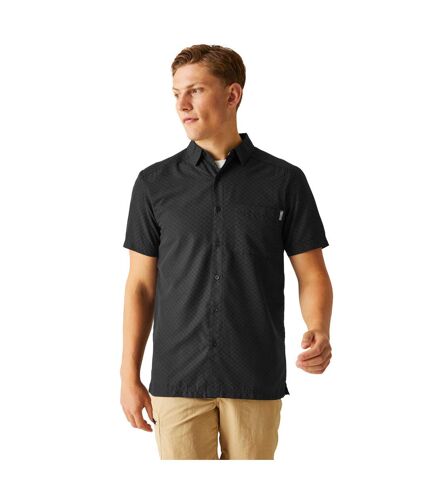 Regatta Mens Mindano VIII Diamond Short-Sleeved Shirt (Black/Ash)