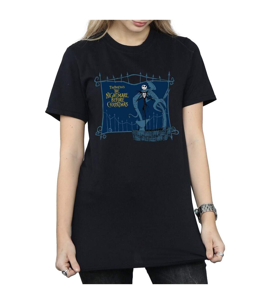 Disney Womens/Ladies Nightmare Before Christmas Jack And The Well Cotton Boyfriend T-Shirt (Noir) - UTBI41565-3