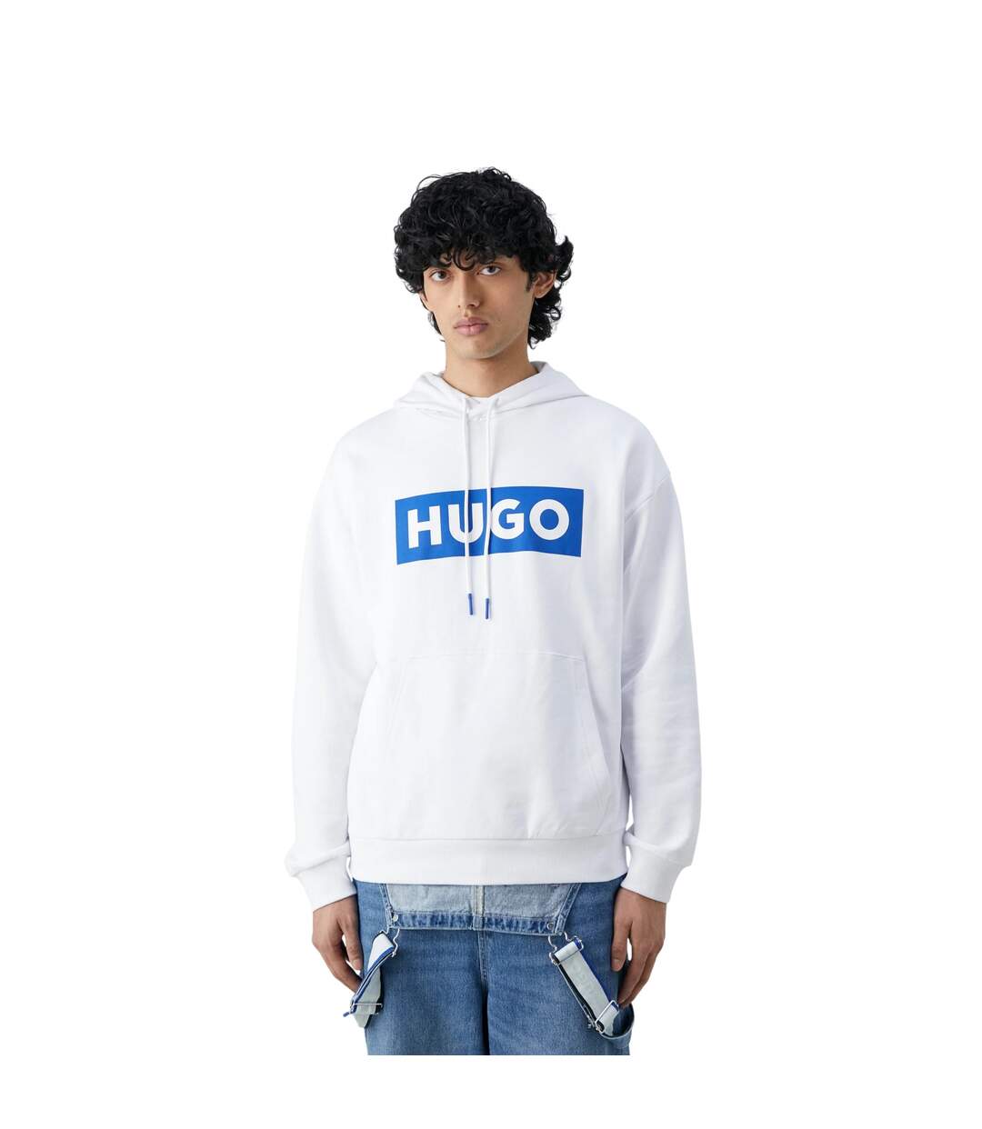 Mens Box Long-sleeved Hoodie White Boss-4