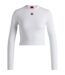 Womens/ladies Logo Slim Long-sleeved Crop T-shirt White Hugo-2