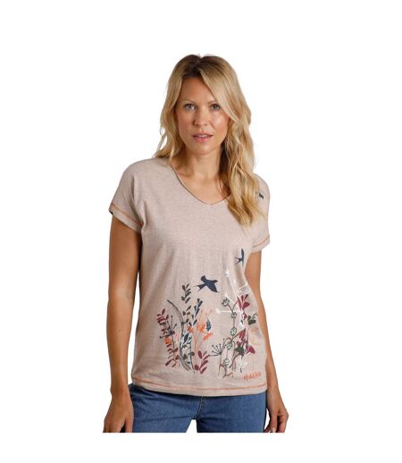 T-shirt swirling swallows femme beige foncé Weird Fish