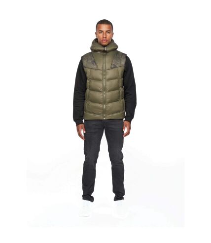 Mens rierson hooded vest dark olive Duck and Cover