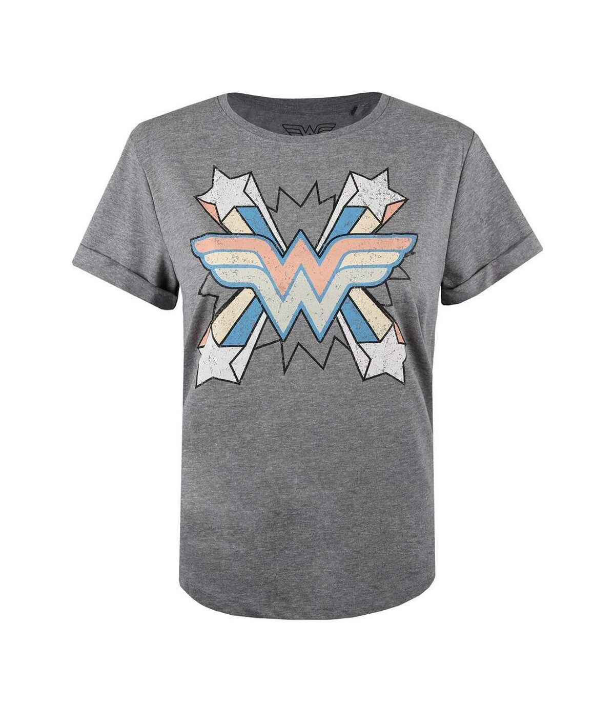 Wonder Woman - T-shirt - Femme (Blanc / Bleu / Rose) - UTTV1186