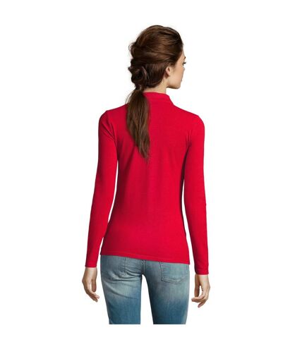 SOLS Womens/Ladies Perfect Long Sleeve Pique Polo Shirt (Red) - UTPC2908