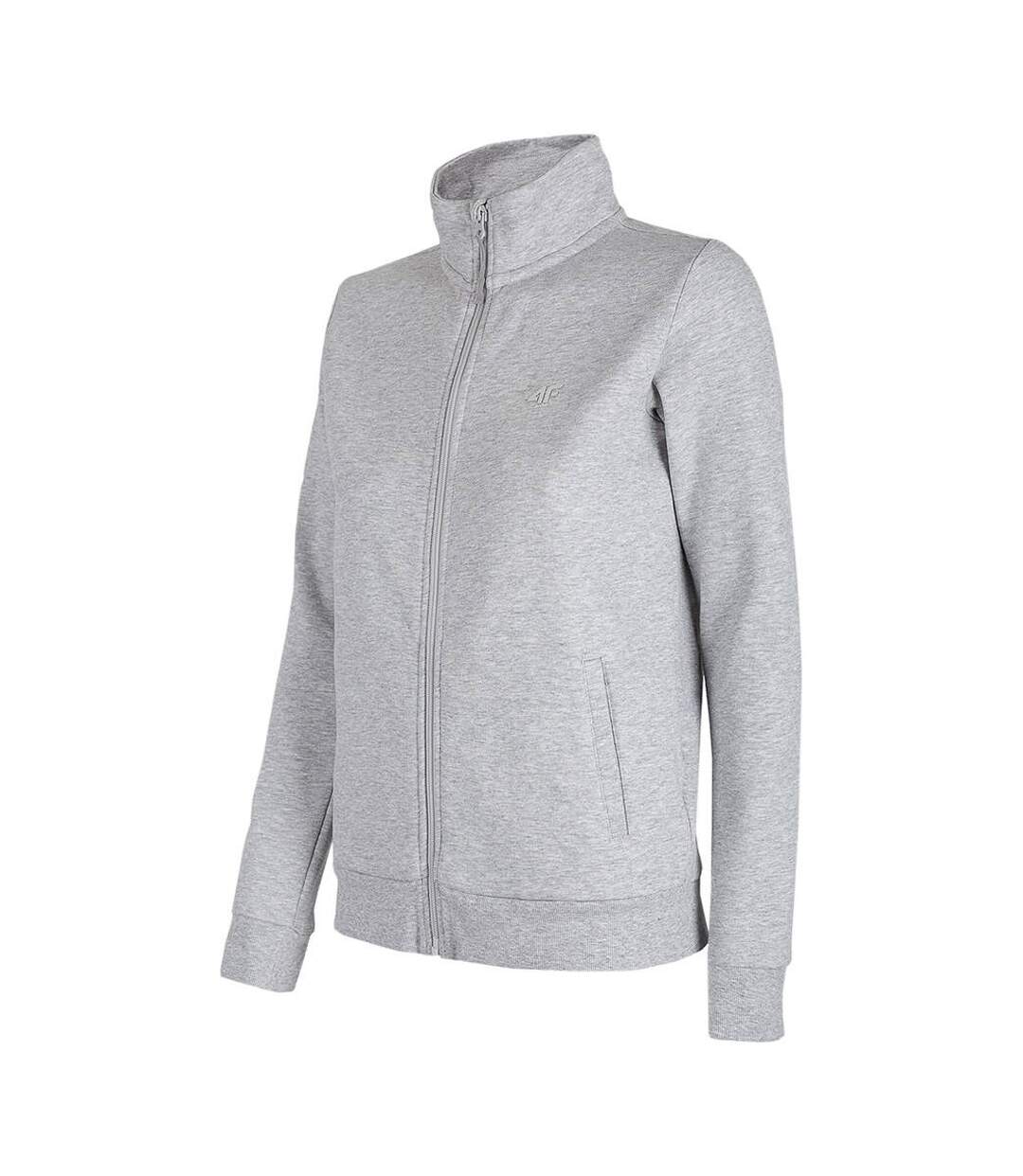 Womens/ladies H4l22 Bld351 Full Zip Sweatshirt Light Grey Melange 4F-2