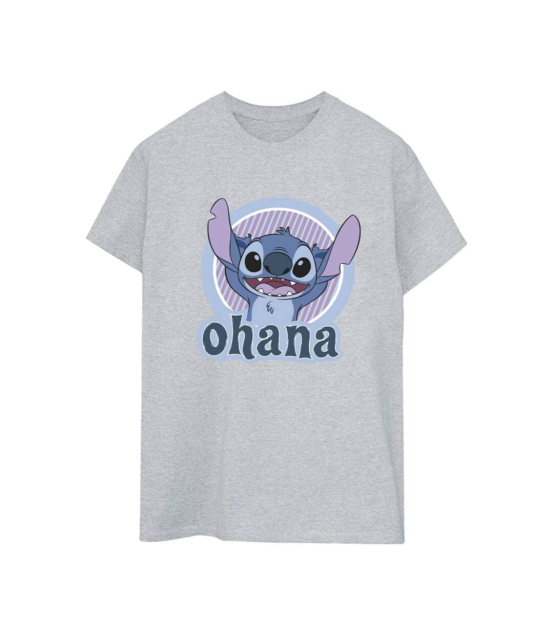 Disney Womens/Ladies Lilo And Stitch Ohana Circle Cotton Boyfriend T-Shirt (Gris sportif) - UTBI30268-1