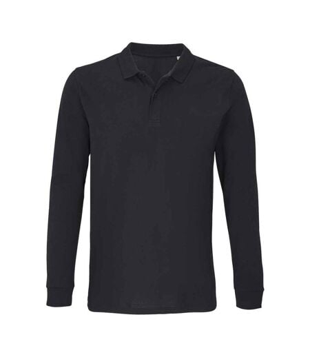 Unisex Adult Planet Long-sleeved Polo Shirt Black SOLS