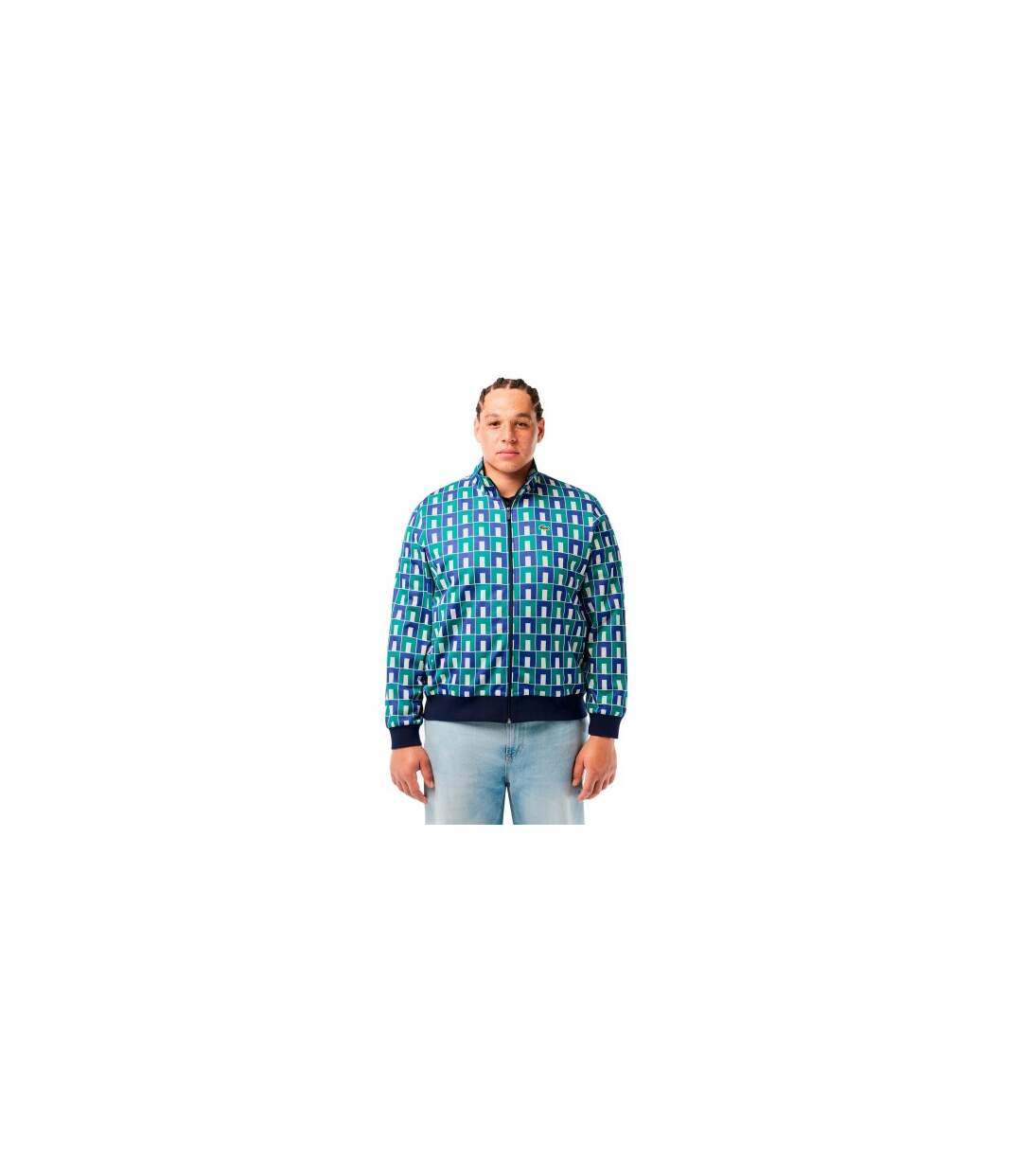 Sweat Motif/style Géométrique Homme Blanc Bleu Lacoste-1