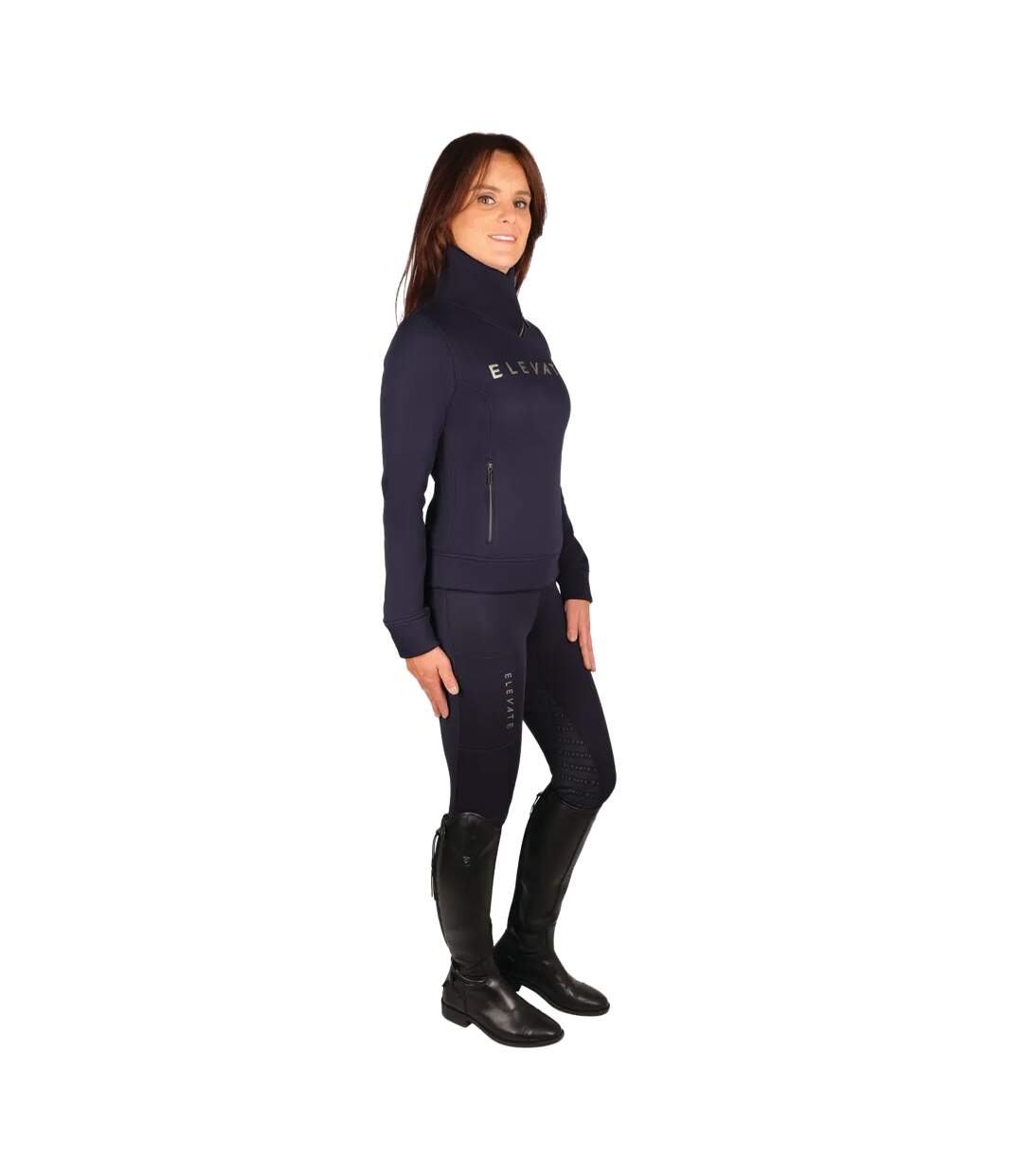 Womens/ladies elevate allure cross neck jumper navy Hy-2