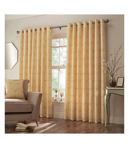 Horto eyelet curtains 90in x 54in ochre yellow Paoletti