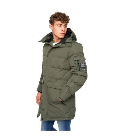 Mens Milwaka Long Padded Jacket Olive Crosshatch