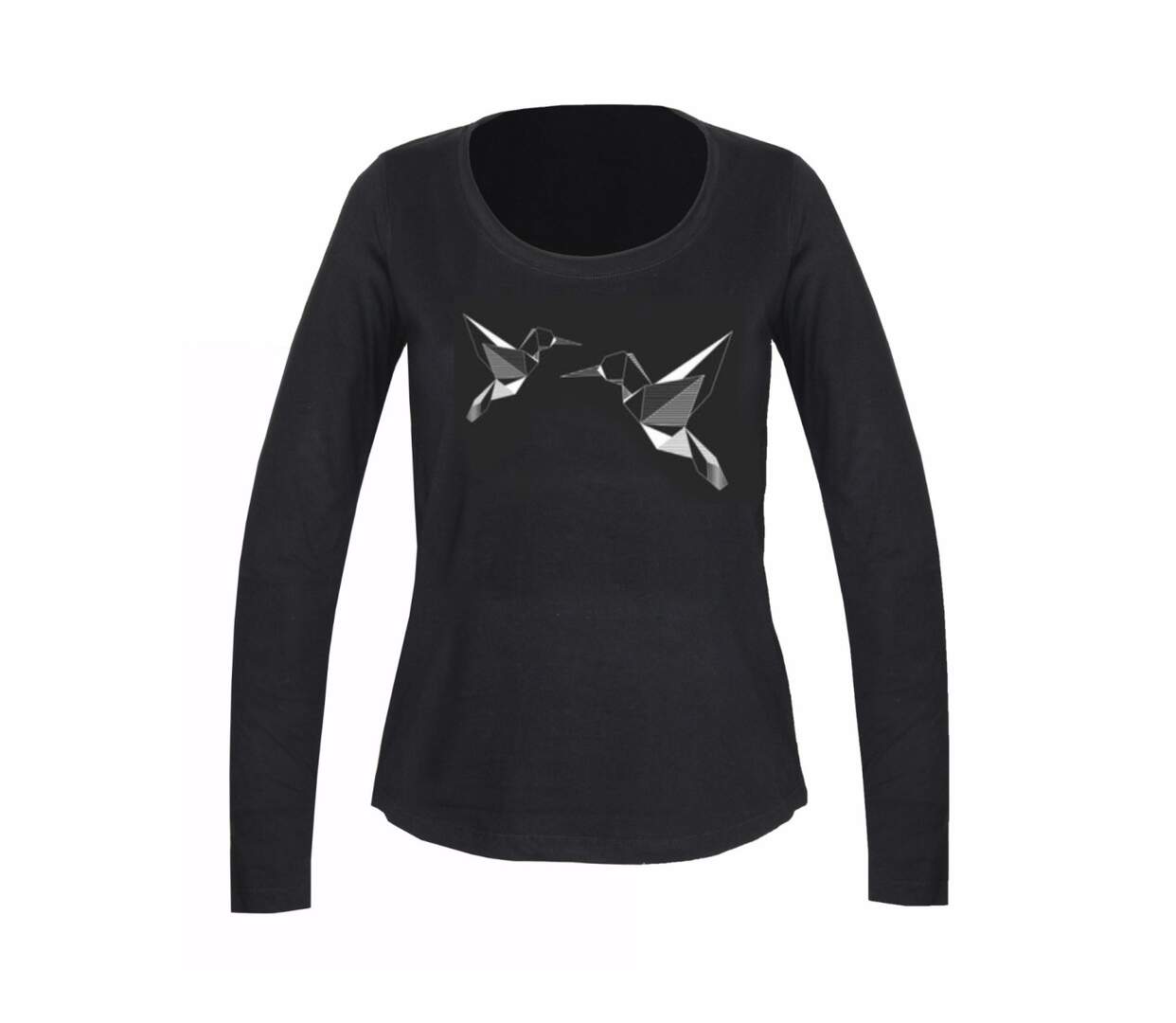 Mayflower NAWA1 : Tee-shirt manches longues noir avec sérigraphie colibri-5