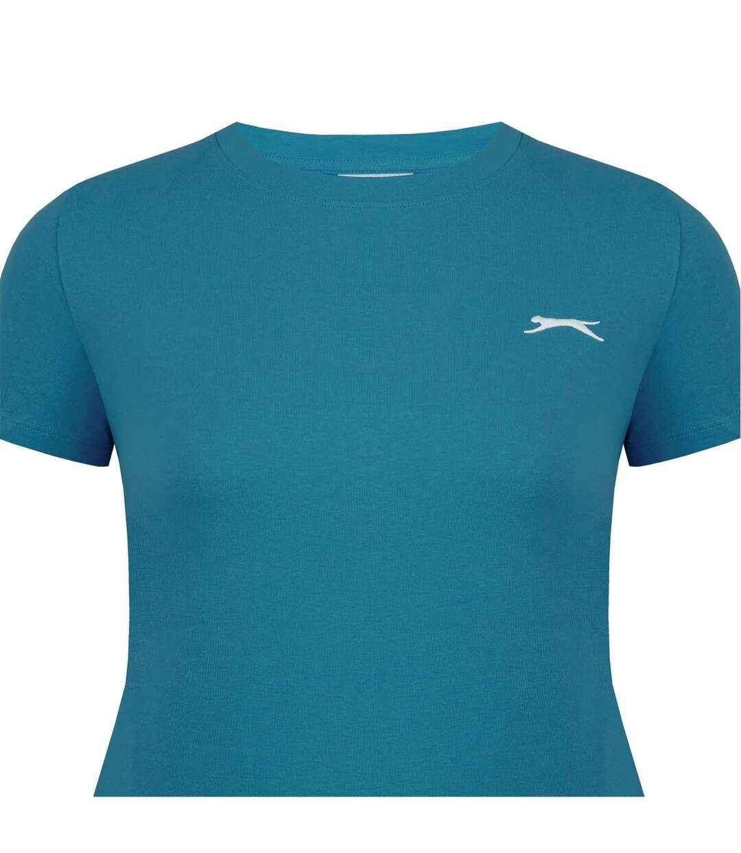 Womens/ladies Plain Crew Neck Fitted T-shirt Teal Slazenger-4