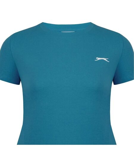 Womens/ladies Plain Crew Neck Fitted T-shirt Teal Slazenger