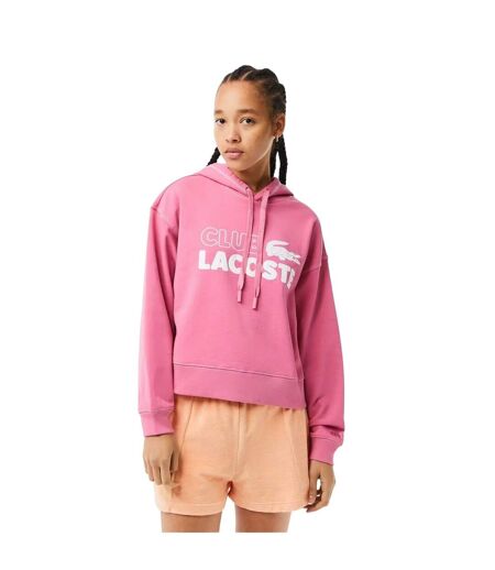 Sweat À Capuche Manches Tombantes Femme Rose Lacoste