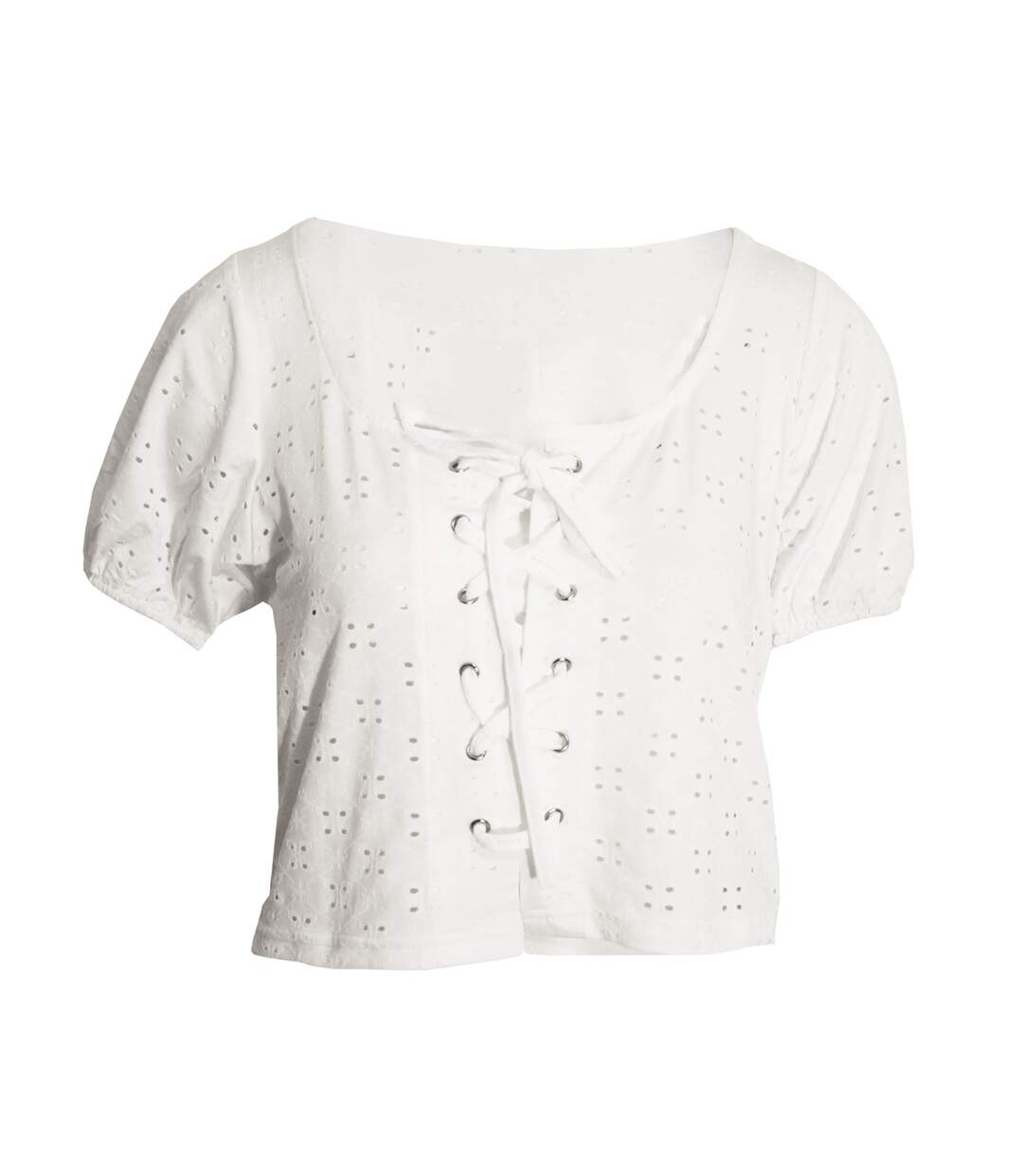 Tessa broderie anglaise lace-through top femme/ladies blanc Brave Soul-2