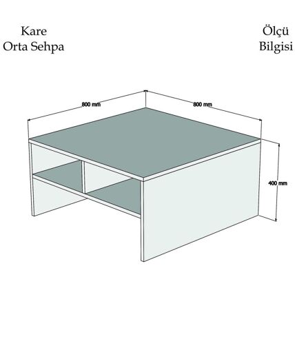 Table basse carrée avec niches de rangement - L.80cm - Blanc et Marron