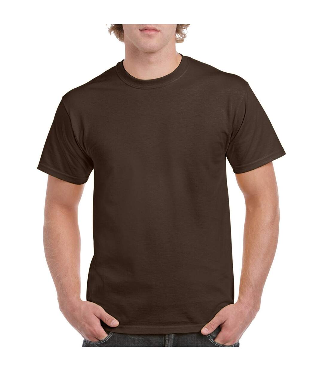 Lot de 5  t-shirts manches courtes hommes marron foncé Gildan