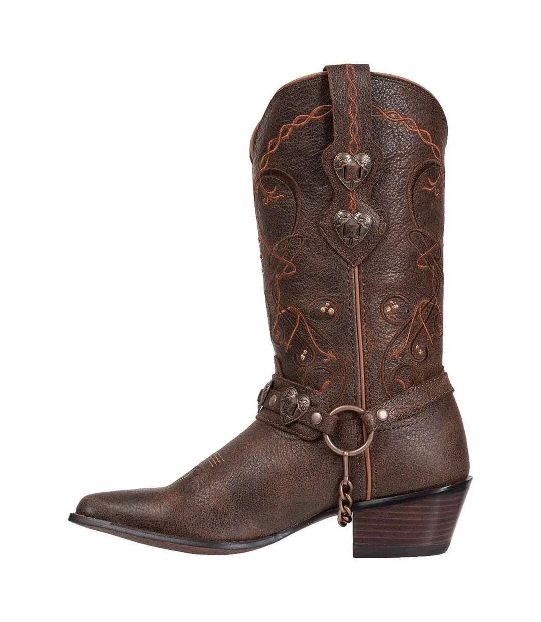 Womens/ladies Heartbreaker Full Grain Leather Mid Calf Cowboy Boots Dusk To Dawn Durango-4
