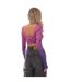 Haut court manches longues femme rose / bleu Off White-3