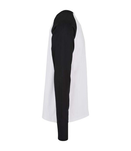 Mens Raglan Contrast Long-sleeve T-shirt Blanc Noir Build Your Brand